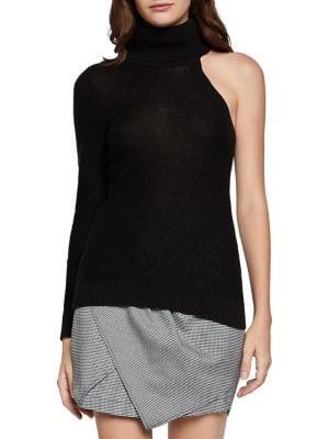 Bcbgeneration One-shoulder Turtleneck Cotton Pullover