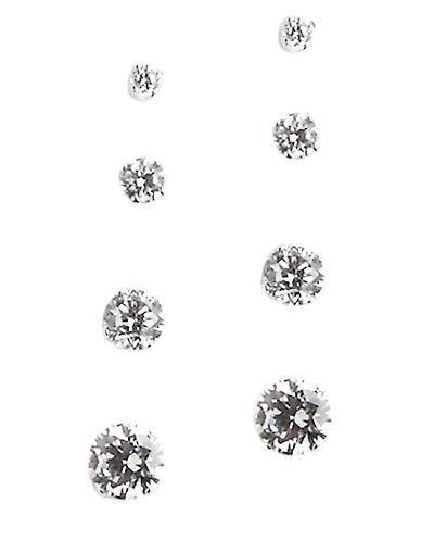 Lord & Taylor Sterling Silver And Cubic Zirconia Stud Earrings Set