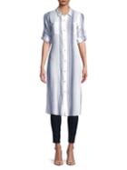 Calvin Klein Plus Striped Crinkle Shirt Dress