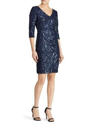 Lauren Ralph Lauren Sequined V-neck Dress