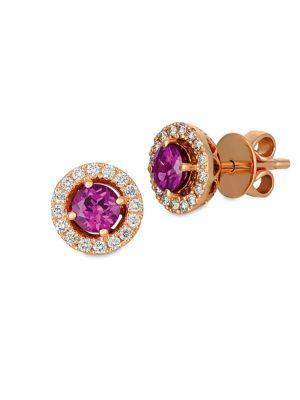 Le Vian Purple Garnet And 14k Strawberry Gold? Stud Earrings