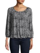 Michael Michael Kors Petite Leopard Print Elastic-trim Top