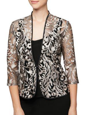 Alex Evenings Plus Two-piece Embroidered Jacket And Camisole Set