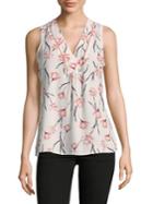 Ivanka Trump Beaded Floral V-neck Sleeveless Top