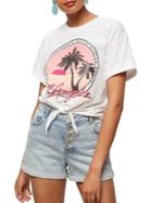 Miss Selfridge Los Angeles Glitter-print Tie-front Tee