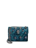 Kurt Geiger London Velvet Quilted Embellished Flap Bag