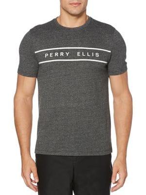 Perry Ellis Graphic Logo Cotton-blend Pique Tee