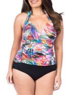 Lauren Ralph Lauren Plus Tropic Palm Halter Tankini Top