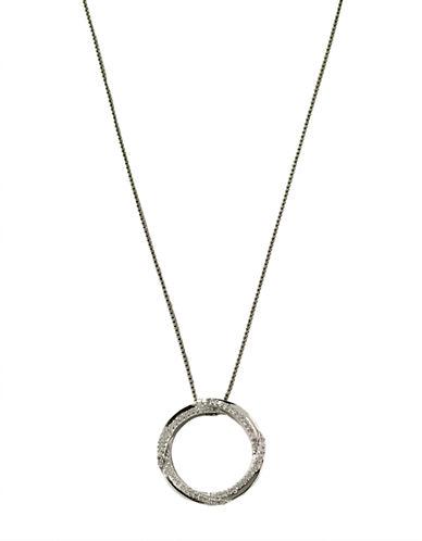 Lord & Taylor Sterling Silver Diamond Circle Pendant Necklace