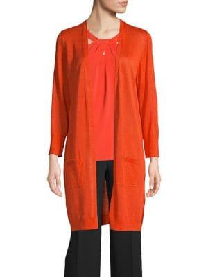 Kasper Long Open Cardigan