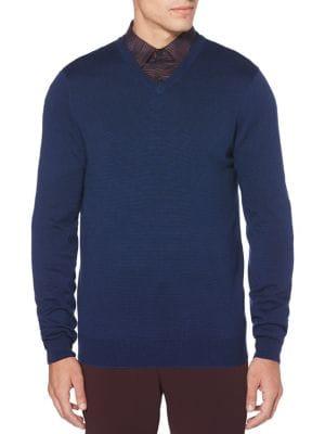 Perry Ellis Regular Fit Heathered End-on-end Sweater