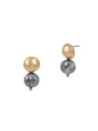 Robert Lee Morris Goldtone & 10mm Gray Baroque Pearl 2-step Earrings