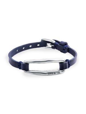 Uno De 50 Genderless Tie Me Silverplated & Leather Bracelet
