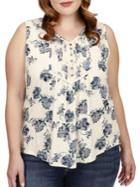 Lucky Brand Plus Floral Print Sleeveless Top