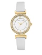 Anne Klein Round Crystal Analog Strap Watch