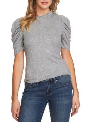 Cece By Cynthia Steffe Essentials Ruffle Mockneck Top