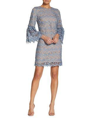 Dress The Population Paige Bell-sleeve Crochet Mini Dress