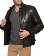Andrew Marc French Supple Leather & Faux Shearling Racer Motorcycle Jacket