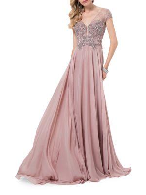 Glamour By Terani Couture Mesh Top Floor-length Gown