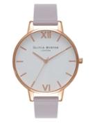 Olivia Burton White Dial Big Dial Collection Stainless Steel & Leather-strap Watch