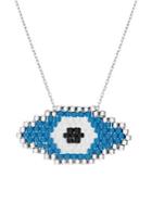 Lord & Taylor Sterling Silver Beaded Evil Eye Pendant Necklace
