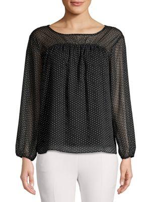 Vince Camuto Petite Burnout Yoke Blouse