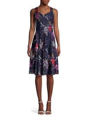 Gabby Skye Floral Lace Cocktail Dress