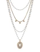 Lucky Brand Semi-precious Rock Crystal Two-tone Layered Necklace