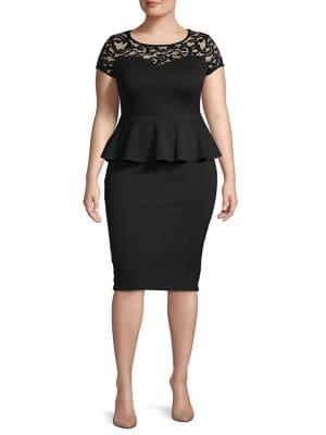Quiz Plus Lace Peplum Sheath Dress