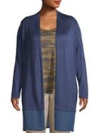 T Tahari Plus Long Open-front Cardigan