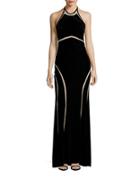 Xscape Velvet Halter A-line Gown