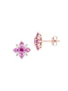 Sonatina Pink And White Sapphire & 14k Rose Gold Floral Stud Earrings
