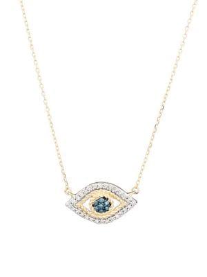 Adina Reyter Evil Eye 14k Yellow Gold, White & Blue Diamond Pendant Necklace