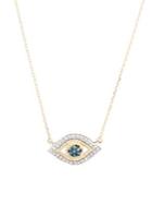 Adina Reyter Evil Eye 14k Yellow Gold, White & Blue Diamond Pendant Necklace