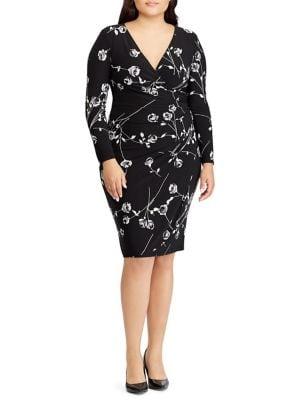 Lauren Ralph Lauren Plus Floral-print Ruched Jersey Dress
