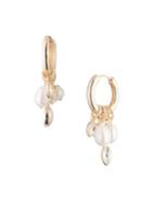 Carolee Pacific Pearls 6mm Freshwater Pearl, Faux Pearl And Crystal Hoop Earrings