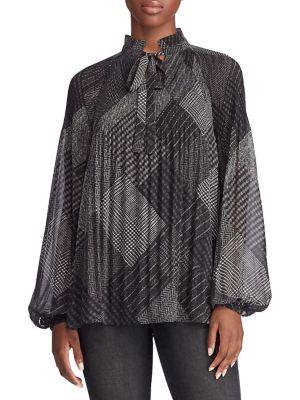 Lauren Ralph Lauren Necktie Georgette Blouse