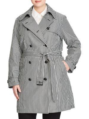 Lauren Ralph Lauren Plus Gingham Twill Trench Coat