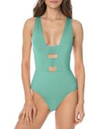 Isabella Rose Beach Solids One-piece Strappy Swimsuit