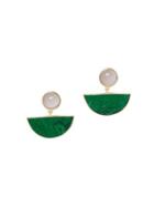 Sole Society Goldtone And Green Jasper Double Drop Earrings