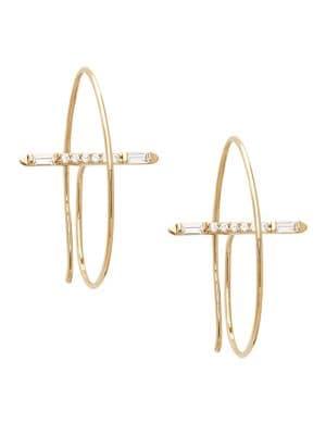 Nadri Mercer Goldtone And Cubic Zirconia Threader Hoop Earrings