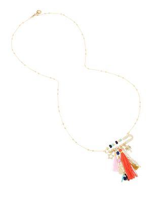 Bcbgeneration Angeleno Crystal Safety Pin And Charm Long Pendant Necklace