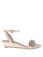 Badgley Mischka Hatch Satin Embellished Wedge Sandals