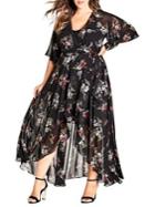 City Chic Plus Two-piece Floral Agave Wrap Dress And Camisole