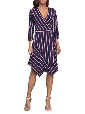 Bcbgmaxazria Valet Stripe Handkerchief Wrap Dress