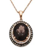 Lord & Taylor Diamonds, Smokey Quartz And 14k Rose Gold Pendant Necklace