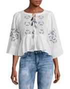 Free People Embroidered Ruffle Top