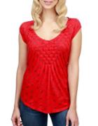 Lucky Brand Printed Scoopneck Top