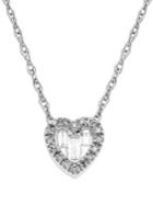 Lord & Taylor 14k White Gold And Diamond Heart Pendant