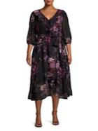 Gabby Skye Plus Floral Ruffled Chiffon Dress